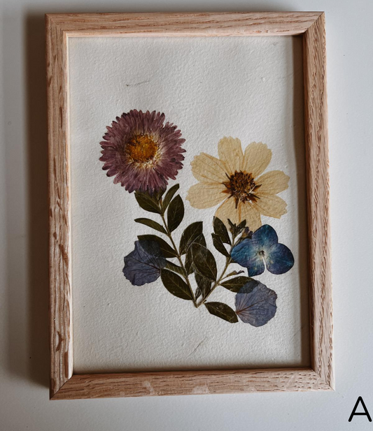 Pressed Flowers Wall Art 5x7 handmade by Village Thrive using natural materials.