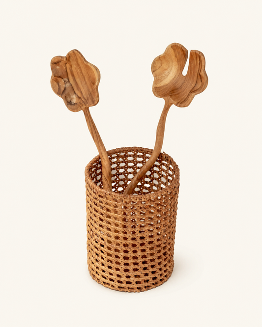 Flora Teak Salad Serving Spoon Set