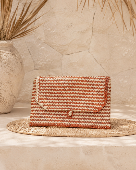 Stripes Rattan Clutch