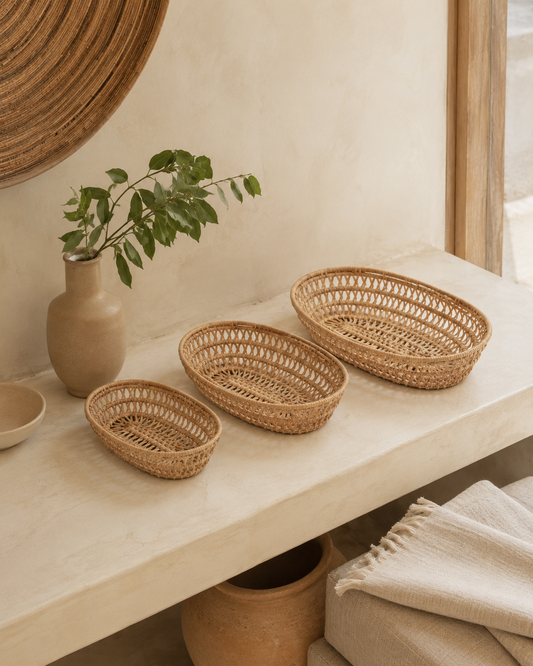 Oval Rattan Basket Set