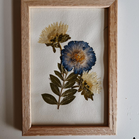 Pressed Flowers Wall Art 4x6 handmade by Village Thrive using natural materials.