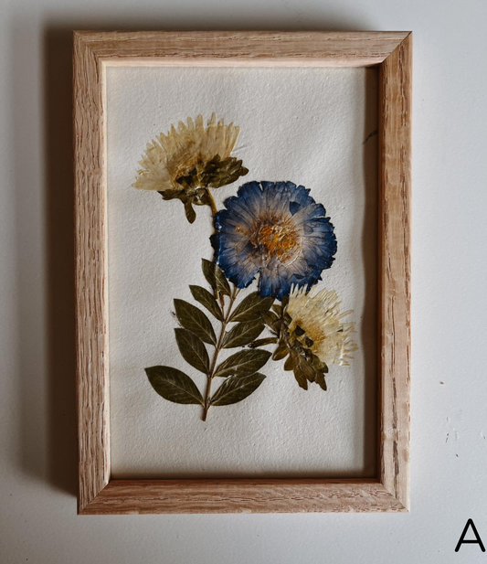 Pressed Flowers Wall Art 4x6 handmade by Village Thrive using natural materials.