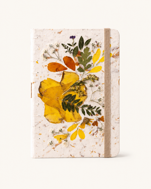 Handcrafted Journal with Pressed Flowers 5x8