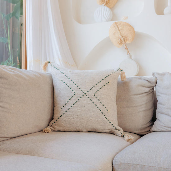 Ava Hand Stitched Cotton Pillows handmade by Village Thrive using natural materials.