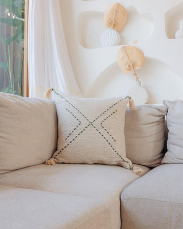 Ava Hand Stitched Cotton Pillows handmade by Village Thrive using natural materials.