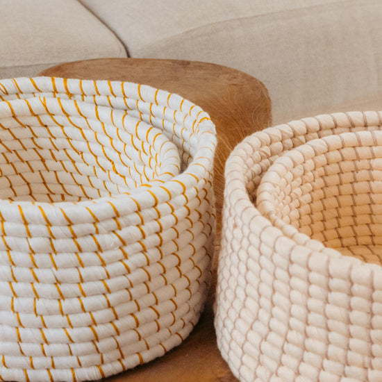 Cotton Stacking Baskets handmade by Village Thrive using natural materials.