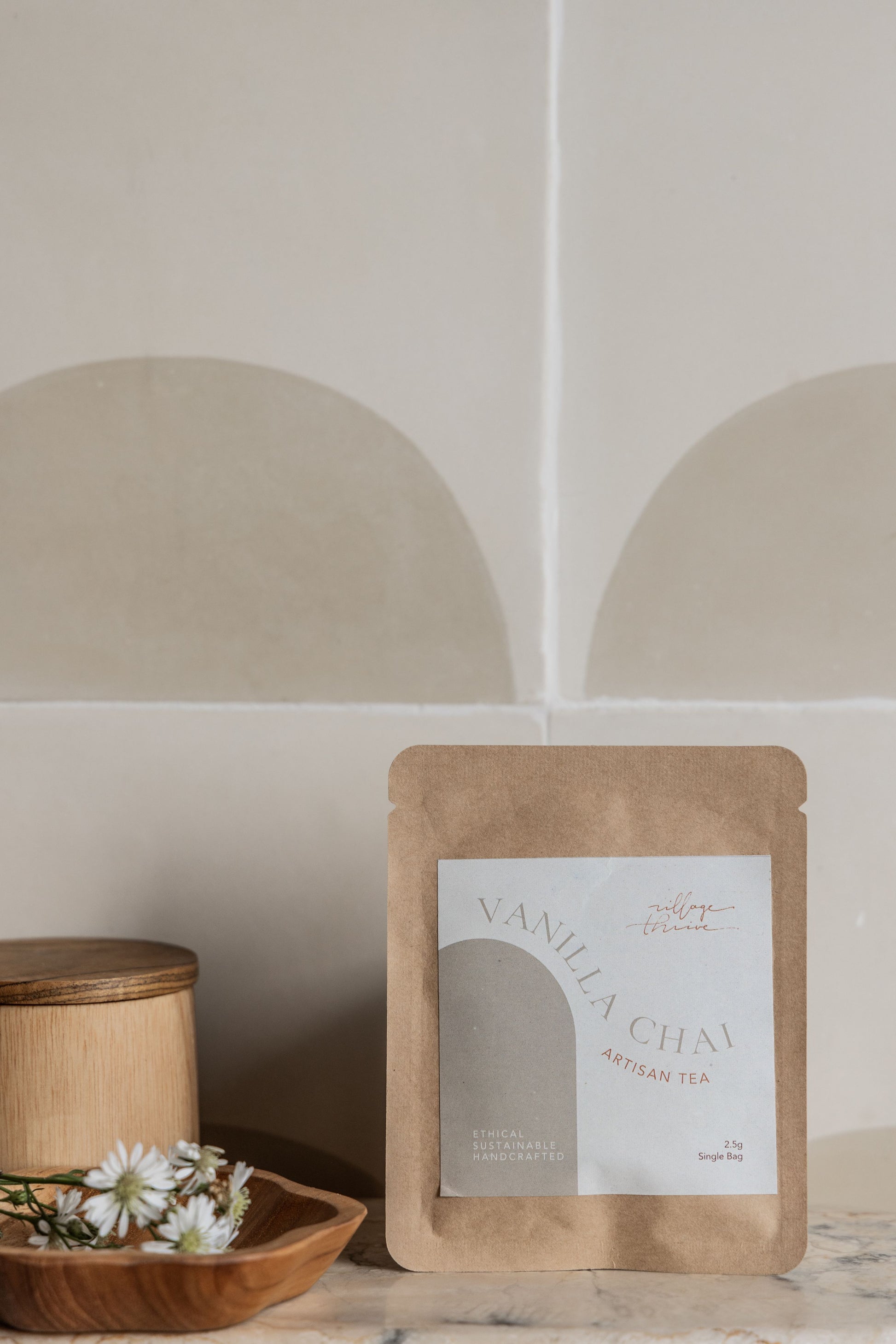Vanilla Chai Tea Bag Set of 3 handmade by Village Thrive using natural materials.
