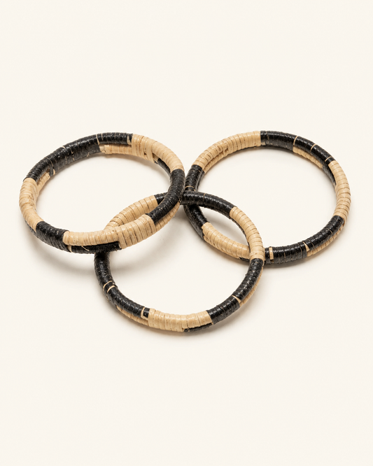Black Motif Rattan Bangle