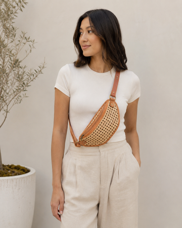 Raja Leather and Cane Sling Bag