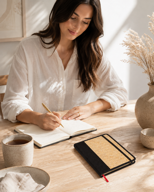 Cove Rattan & Leather Notebook