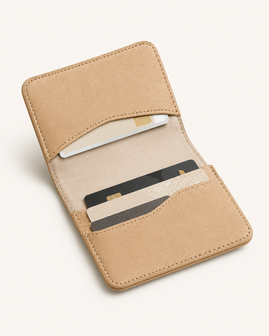 Cove Rattan & Leather Compact Wallet