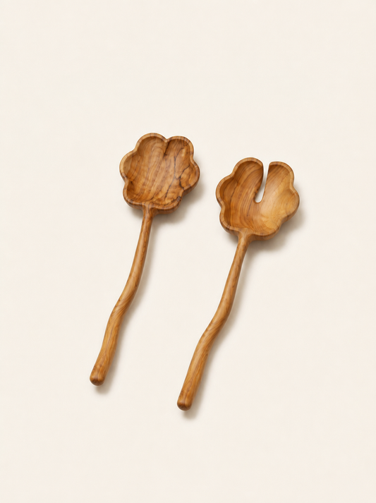 Flora Teak Salad Serving Spoon Set
