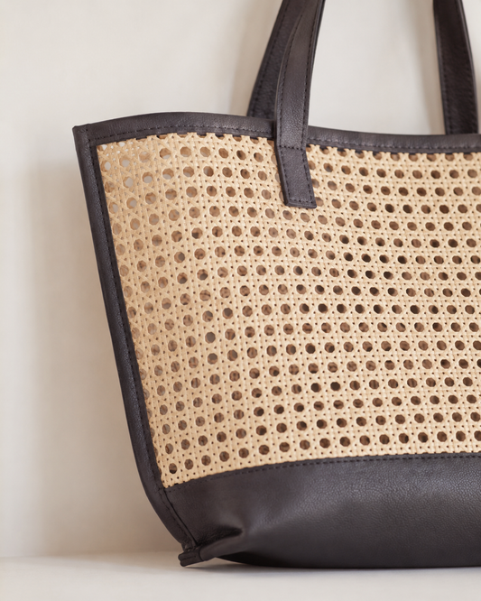 Raja Leather and Cane Tote