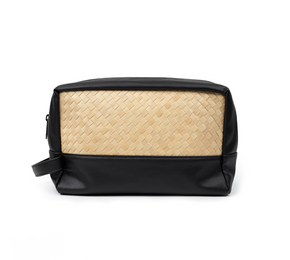 Cove Rattan & Leather Toiletry Bag