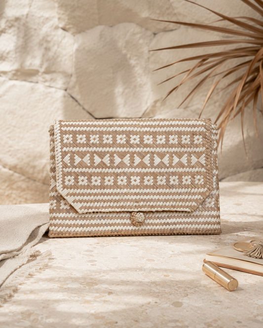 Traditional Motif Rattan Clutch