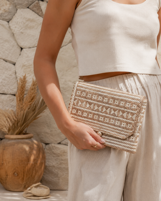 Traditional Motif Rattan Clutch