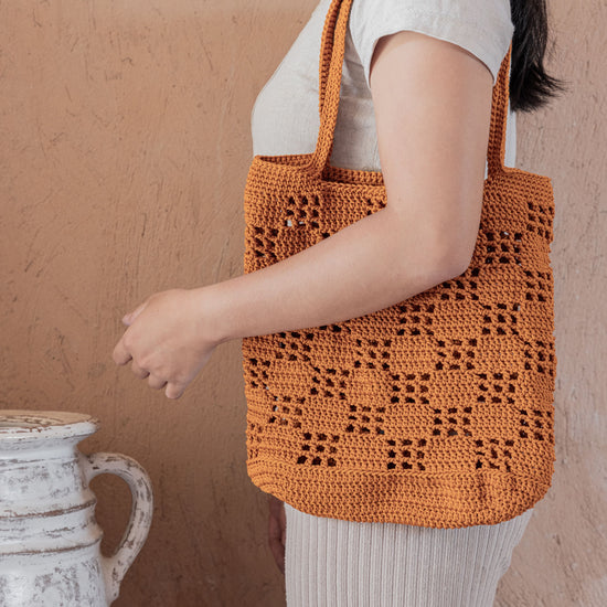 Zora Crochet Tote Bag PREORDER handmade by Village Thrive using natural materials.