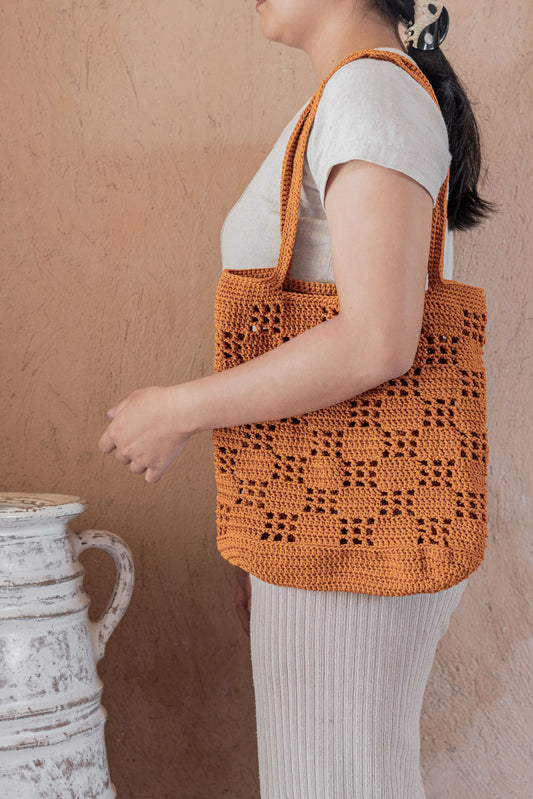 Zora Crochet Tote Bag PREORDER handmade by Village Thrive using natural materials.
