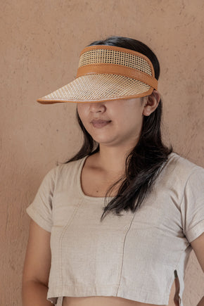 Sumi Leather and Cane Rattan Visor