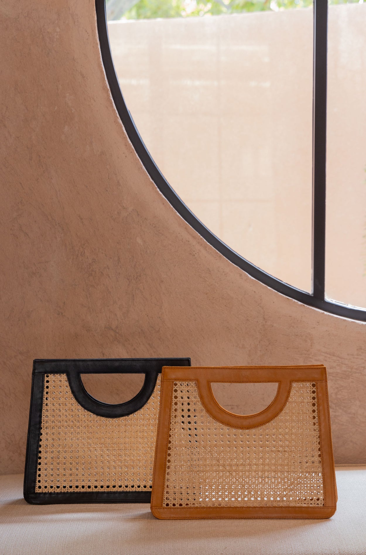 Cora Leather and Rattan Handbag