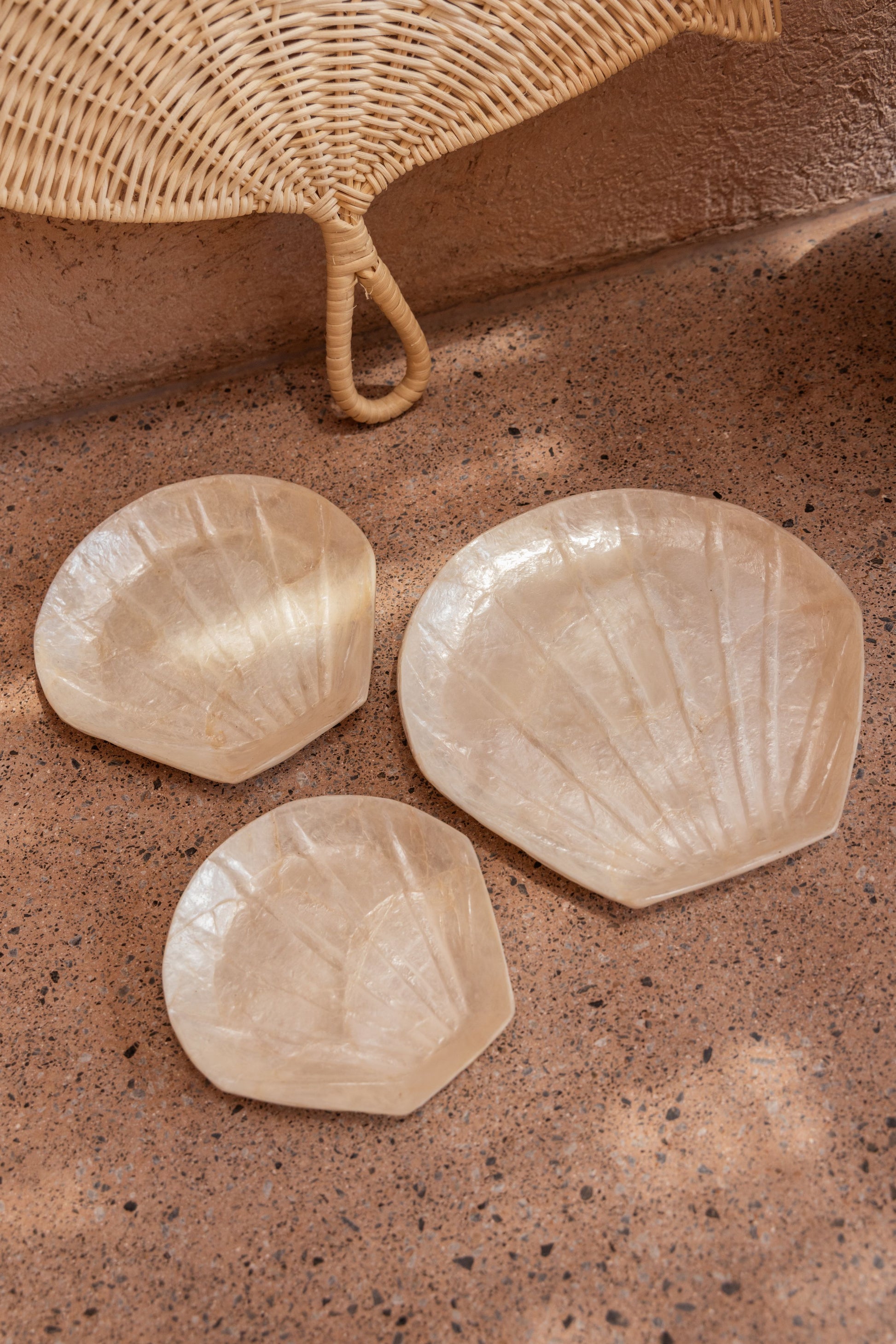 Mother of Pearl Catch All Set of 3 handmade by Village Thrive using natural materials.