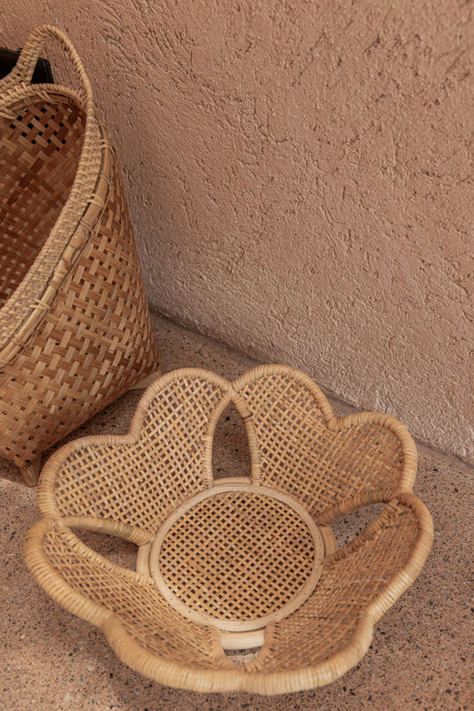 Flora Rattan Decorative Bowl handmade by Village Thrive using natural materials.