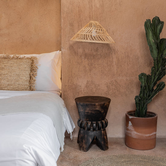 Wavy Shade Rattan Lighting Pendant PREORDER handmade by Village Thrive using natural materials.