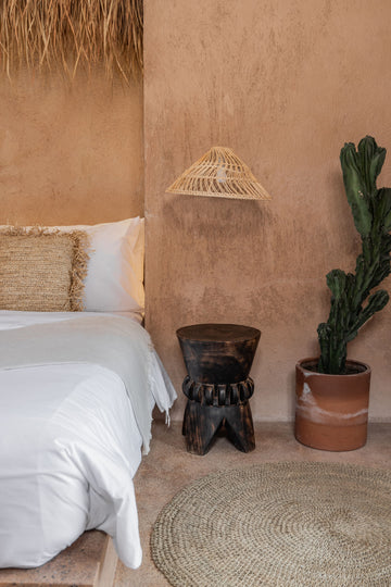 Wavy Shade Rattan Lighting Pendant PREORDER handmade by Village Thrive using natural materials.