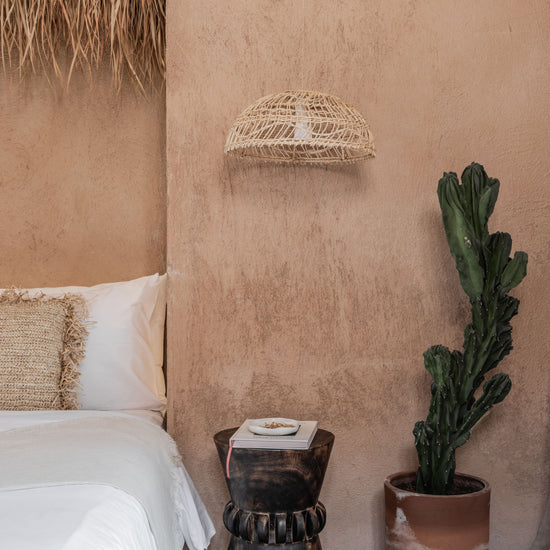 Wavy Dome Rattan Lighting Pendant PREORDER handmade by Village Thrive using natural materials.