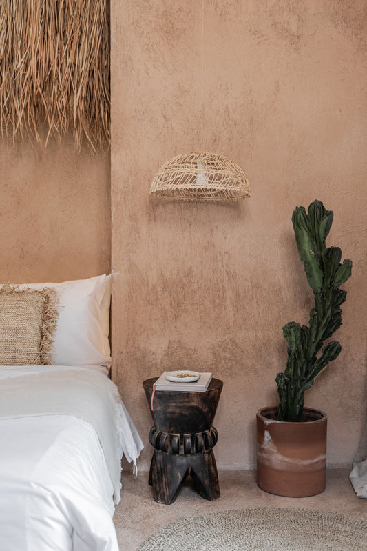 Wavy Dome Rattan Lighting Pendant PREORDER handmade by Village Thrive using natural materials.