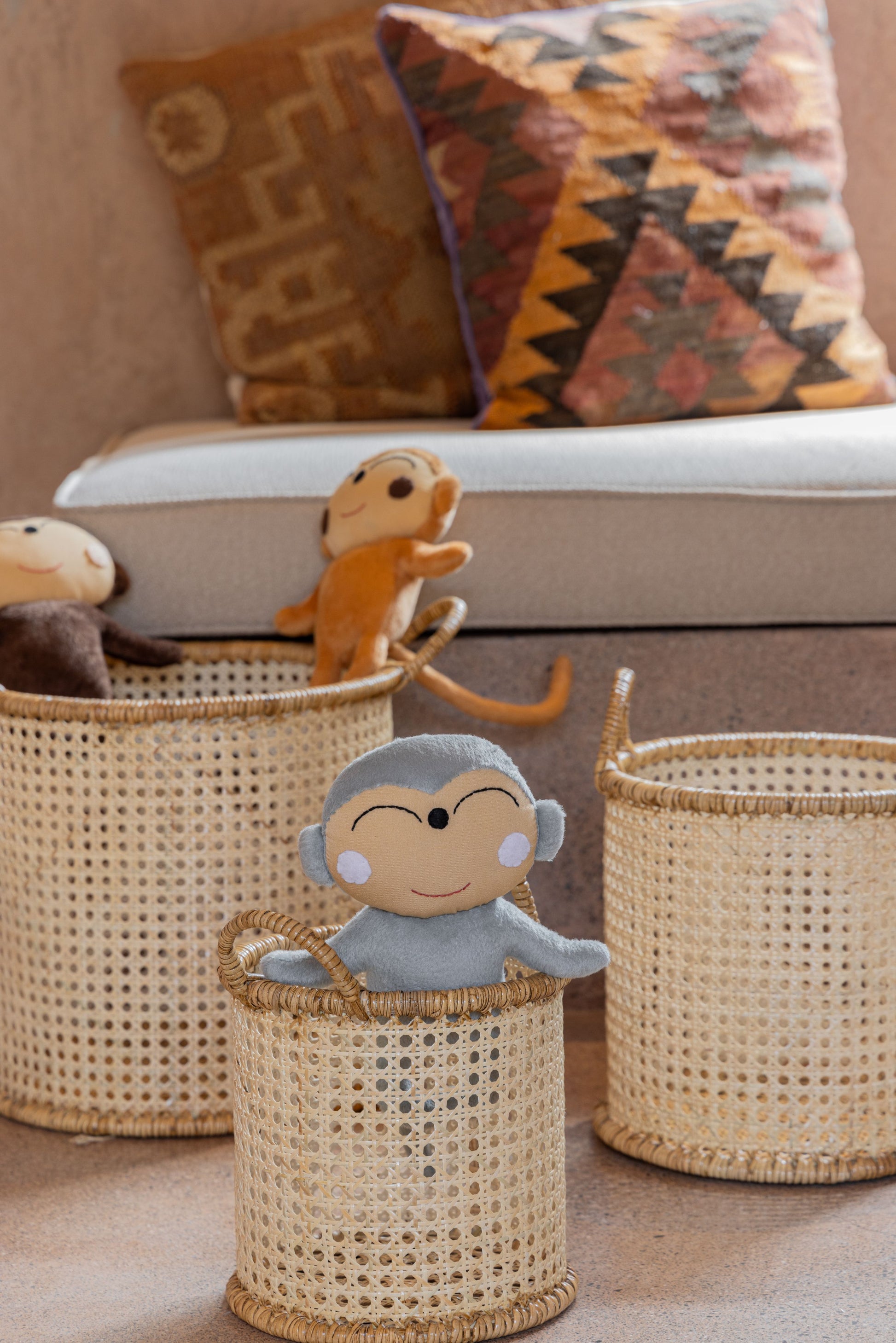 Sia Rattan Cane Stackable Basket Set PREORDER handmade by Village Thrive using natural materials.