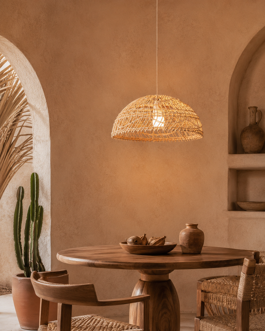 Wavy Dome Rattan Lighting Pendant