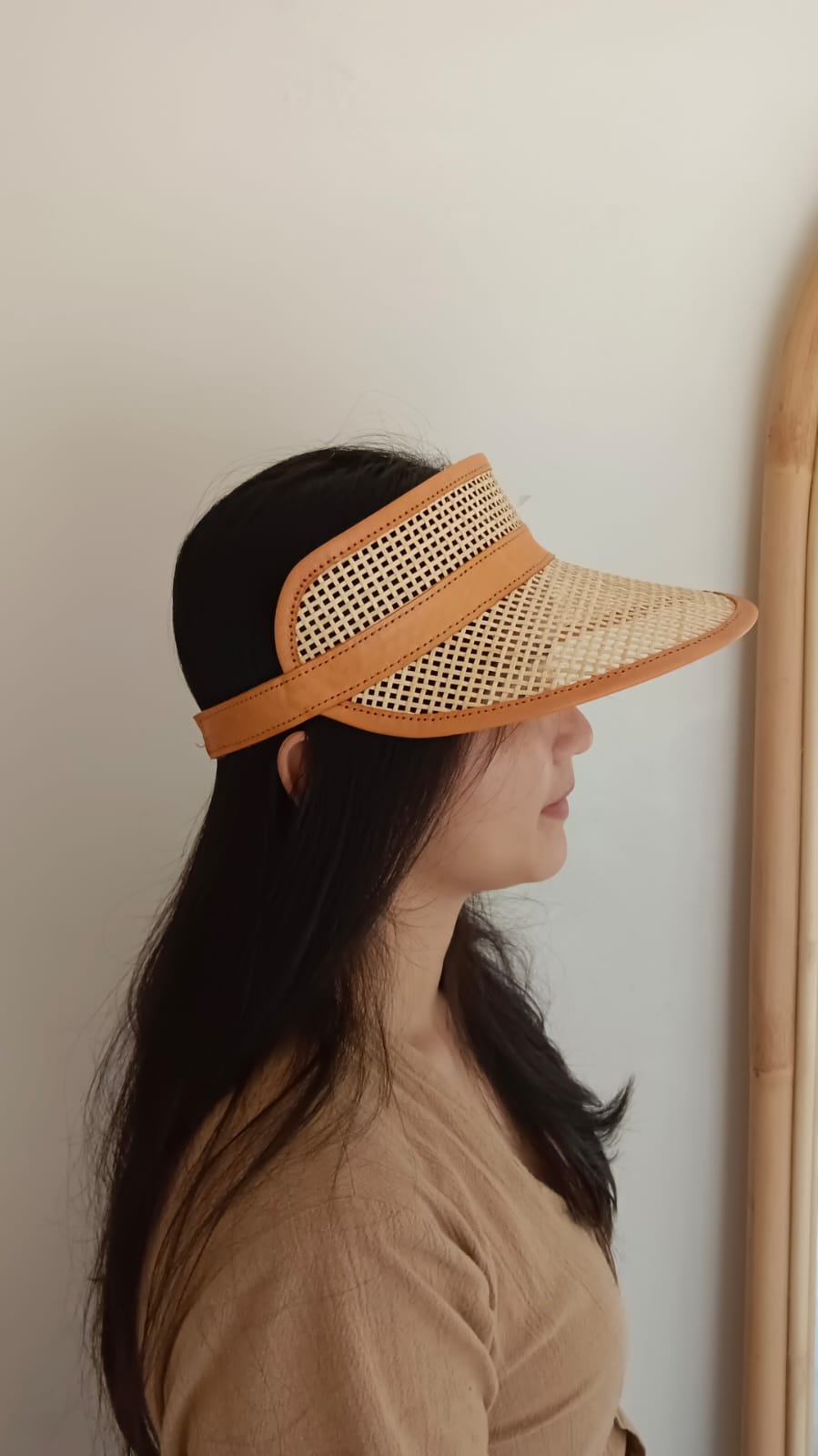 Sumi Leather and Cane Rattan Visor for Kids