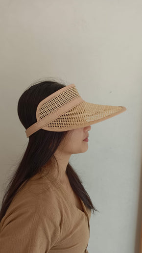 Sumi Leather and Cane Rattan Visor for Kids