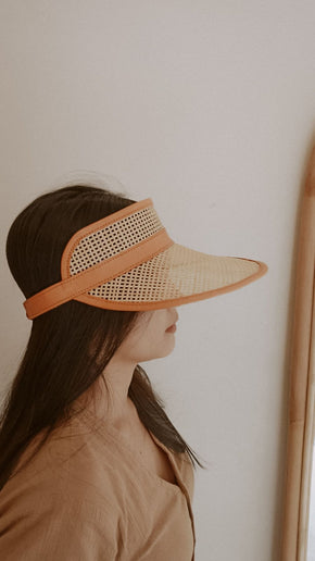 Sumi Leather and Cane Rattan Visor