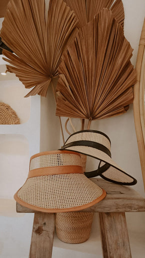 Sumi Leather and Cane Rattan Visor