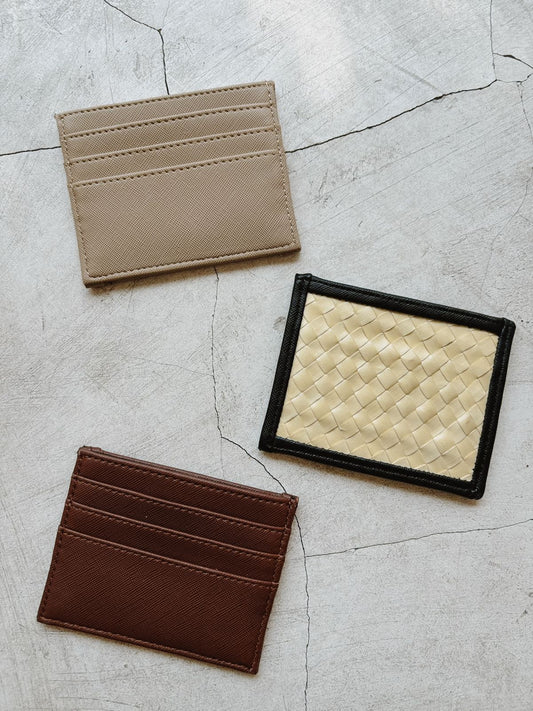 Cove Rattan & Leather Card Sleeve Wallet