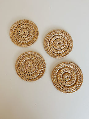 Woven Rattan Coaster Set