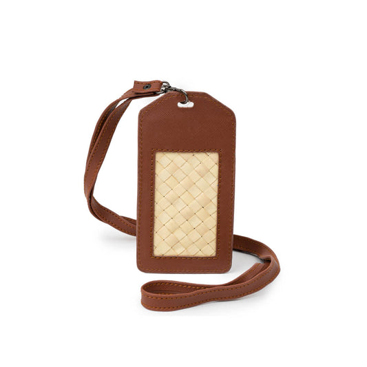 Cove Rattan & Leather ID Lanyard
