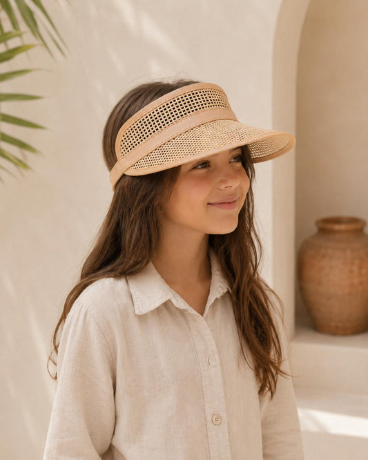 Sumi Leather and Cane Rattan Visor for Kids
