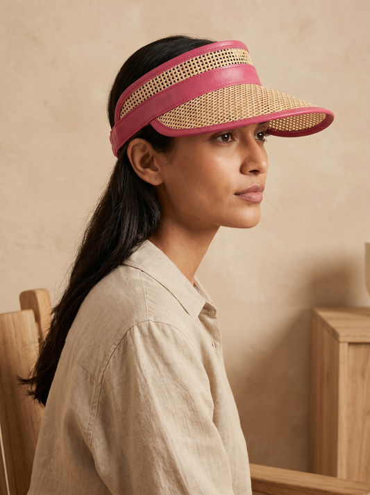Sumi Leather and Cane Rattan Visor - Special Edition