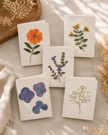 Pressed Flower Greeting Card Set of 5