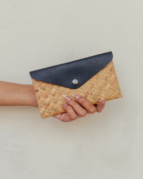 Cove Rattan & Leather Clutch