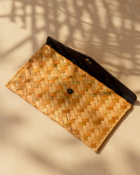 Cove Rattan & Leather Clutch