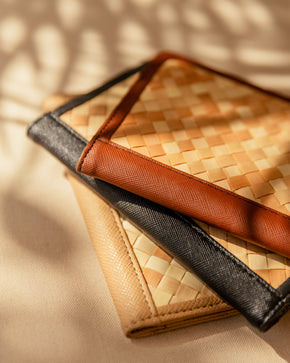 Cove Rattan & Leather Passport Cover