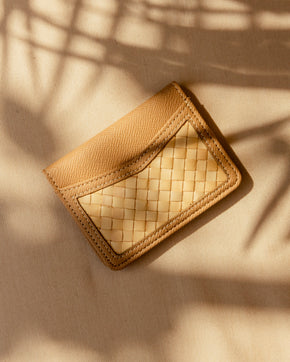 Cove Rattan & Leather Compact Wallet