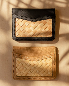 Cove Rattan & Leather Compact Wallet