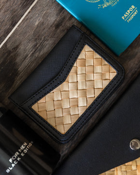 Cove Rattan & Leather Compact Wallet