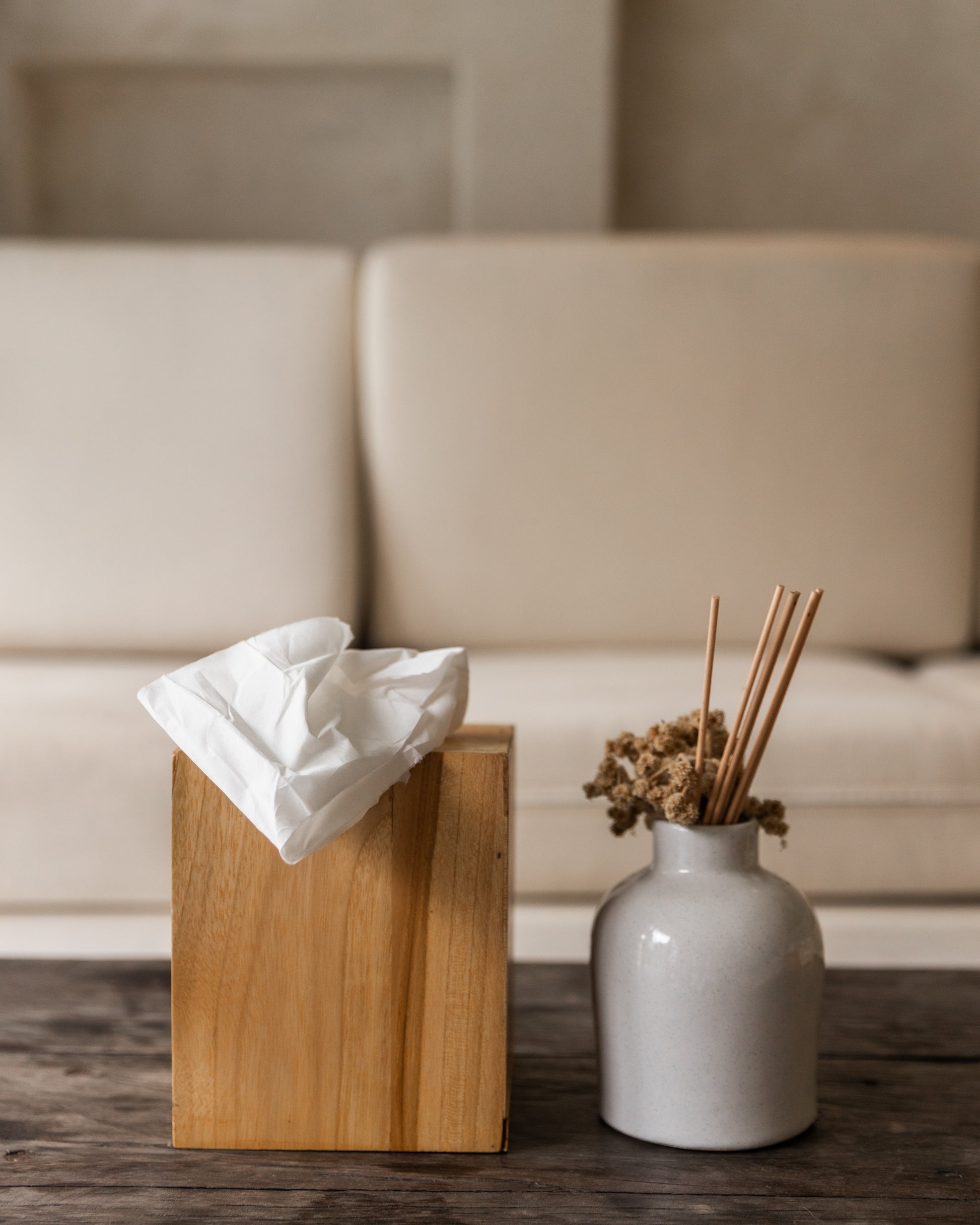 Teak Tissue Box handmade by Village Thrive using natural materials.