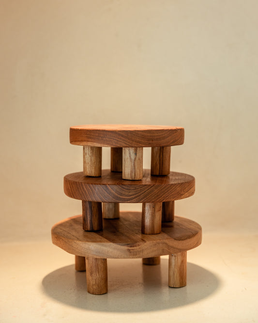 Teak Elevated Display Boards handmade by Village Thrive using natural materials.